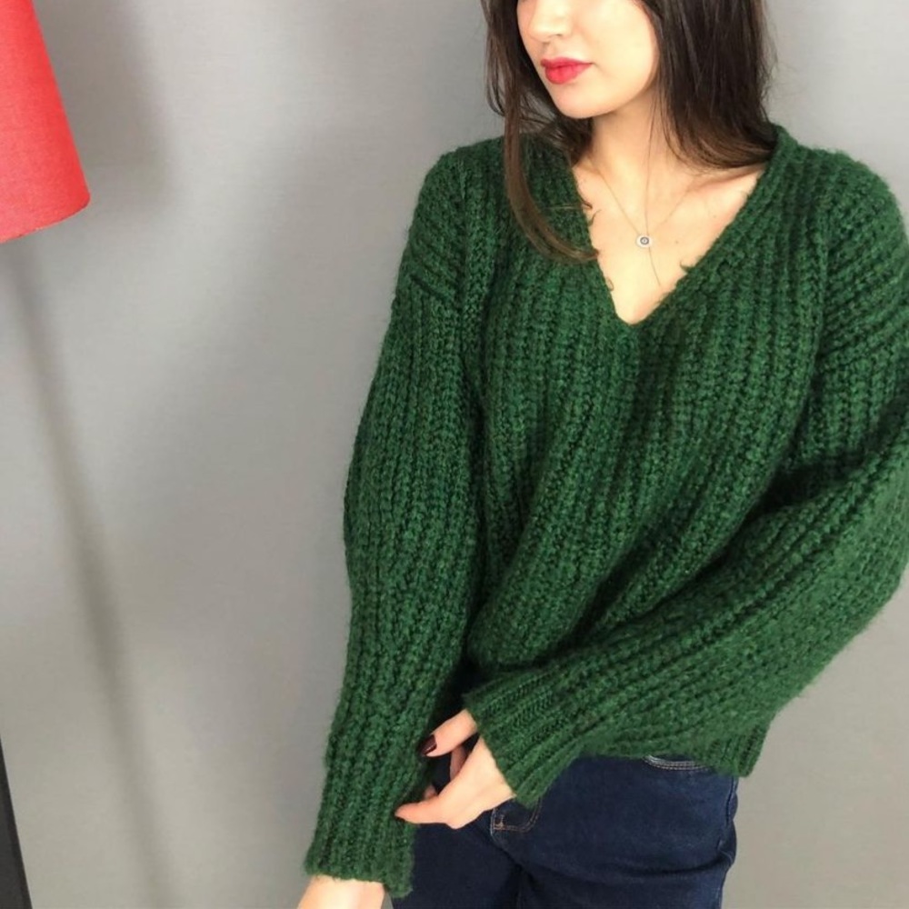 Green knit sweater